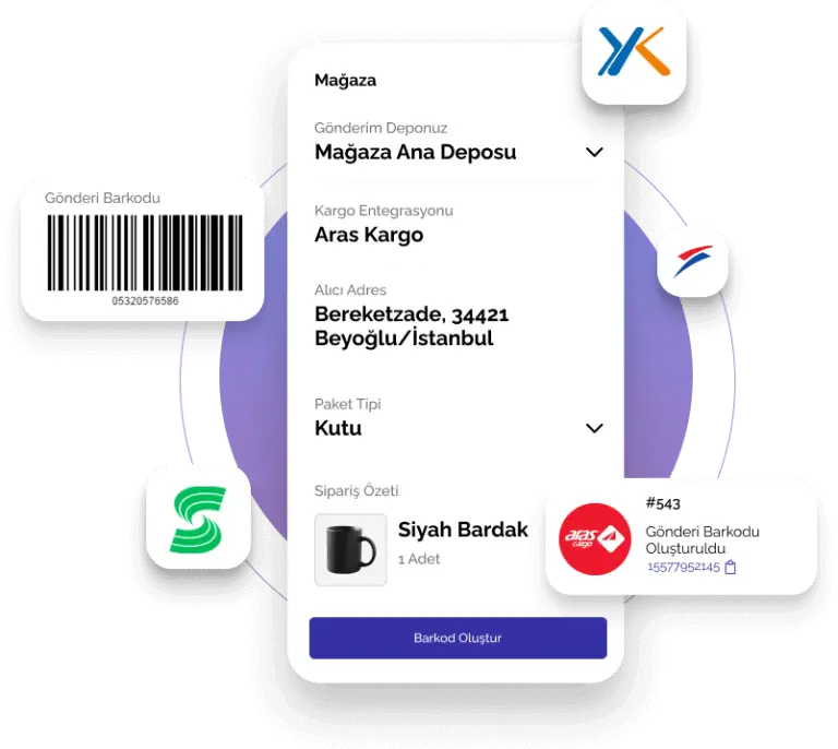kargo entegrator barkod olusturma islemi