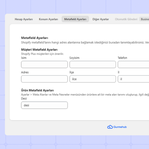 Shopify Plus Checkout Alanları Eşleştirme